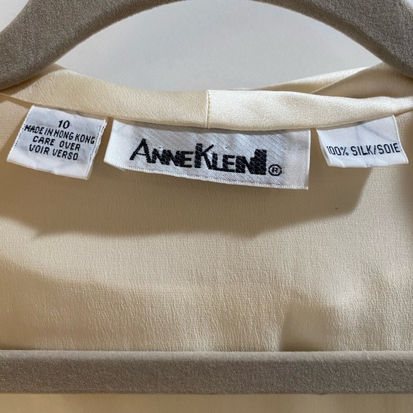 Anne Klein Cream Blouse Relaxed Fit Long Sleeves - Picture 6 of 6